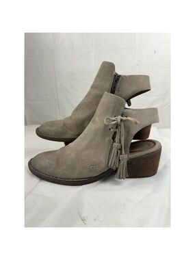 Born Boots size 10 M Monikah Tassel Zip Ankle Suede Low Heels Casual